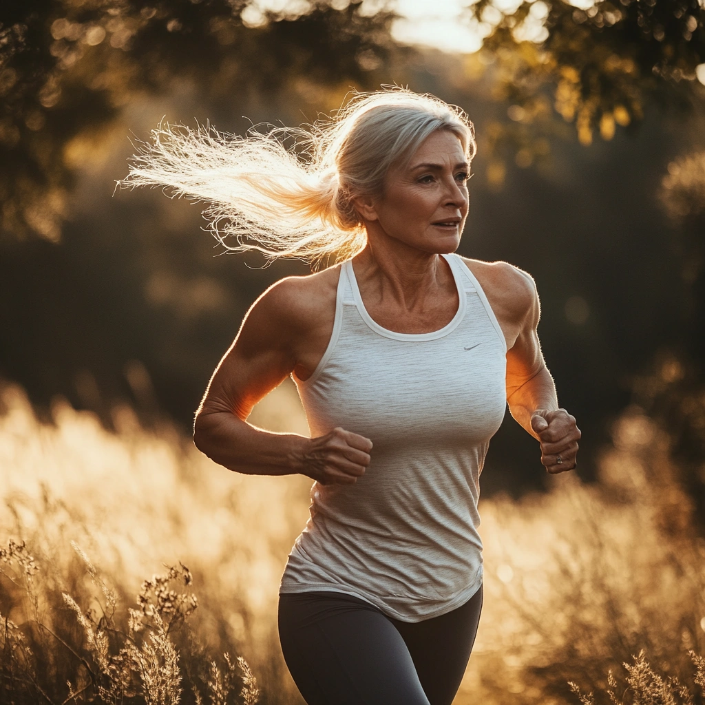 over 40's women running in a field