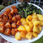 Vegetarian diet - roasted vegetables with broccoli