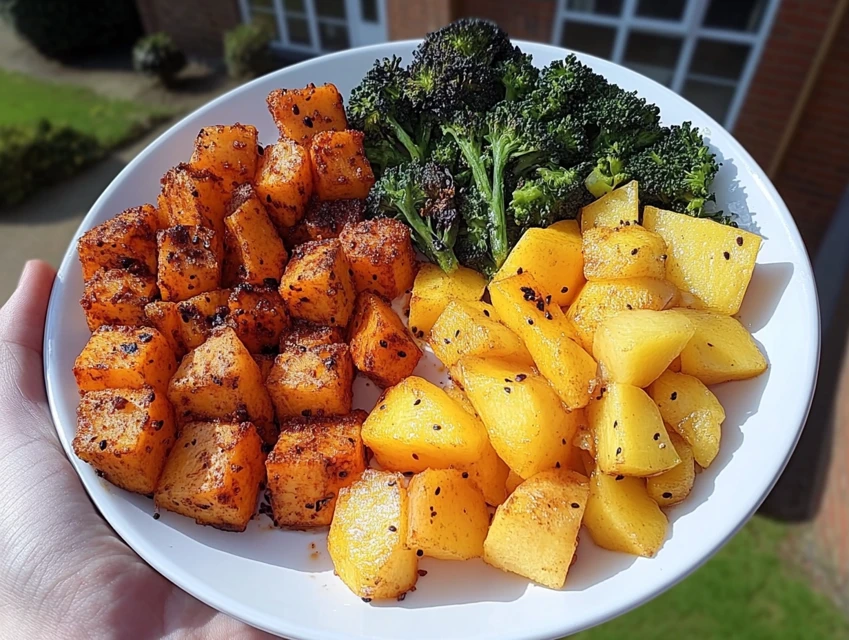 Vegetarian diet - roasted vegetables with broccoli