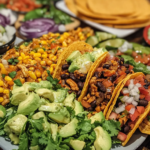 Vegetable Tacos with salad and avocado