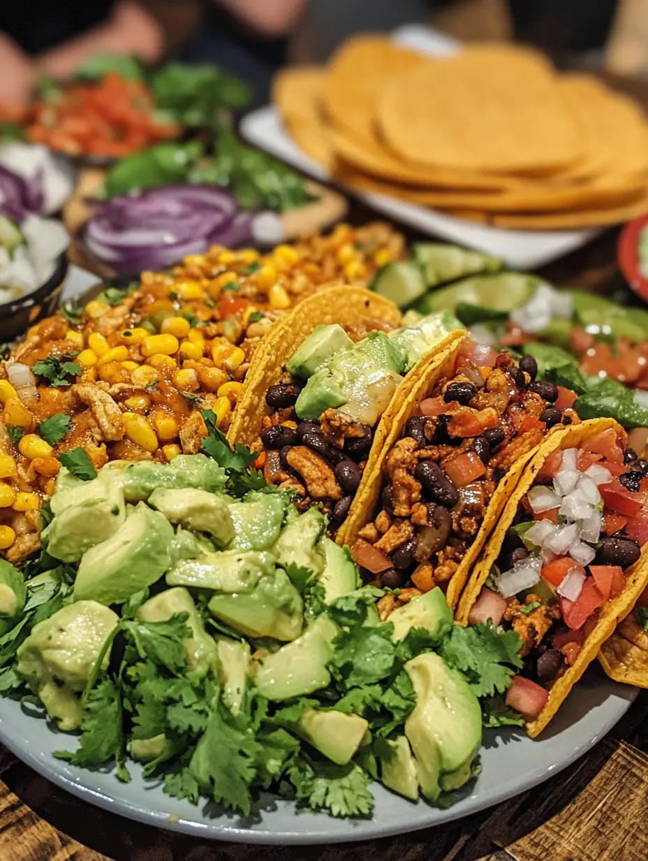 Vegetable Tacos with salad and avocado